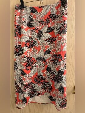 J. Jill Coral faux-wrap Tropical Print Pencil Skirt.  Great fabric and fit.